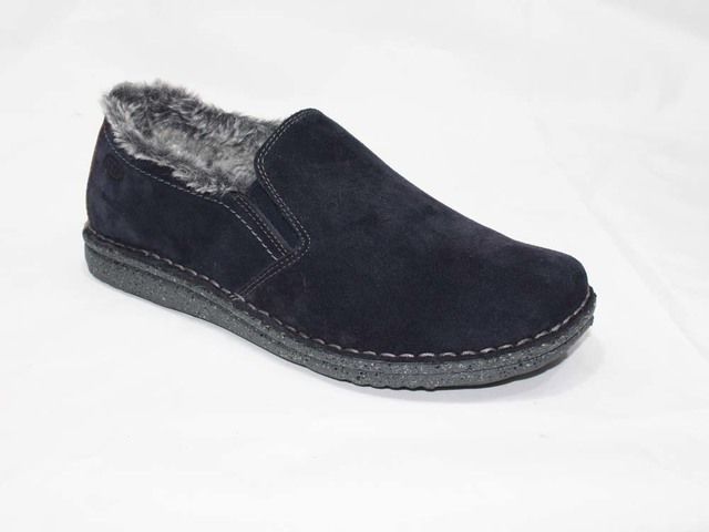 Walk in the City Nobley Fur Navy suede Mens slippers 2307P37661-73